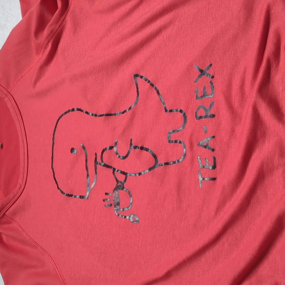 *Sold* Fun Ladies Coral Tea-Rex Novelty Print Sweatshirt - Picture 3 of 5